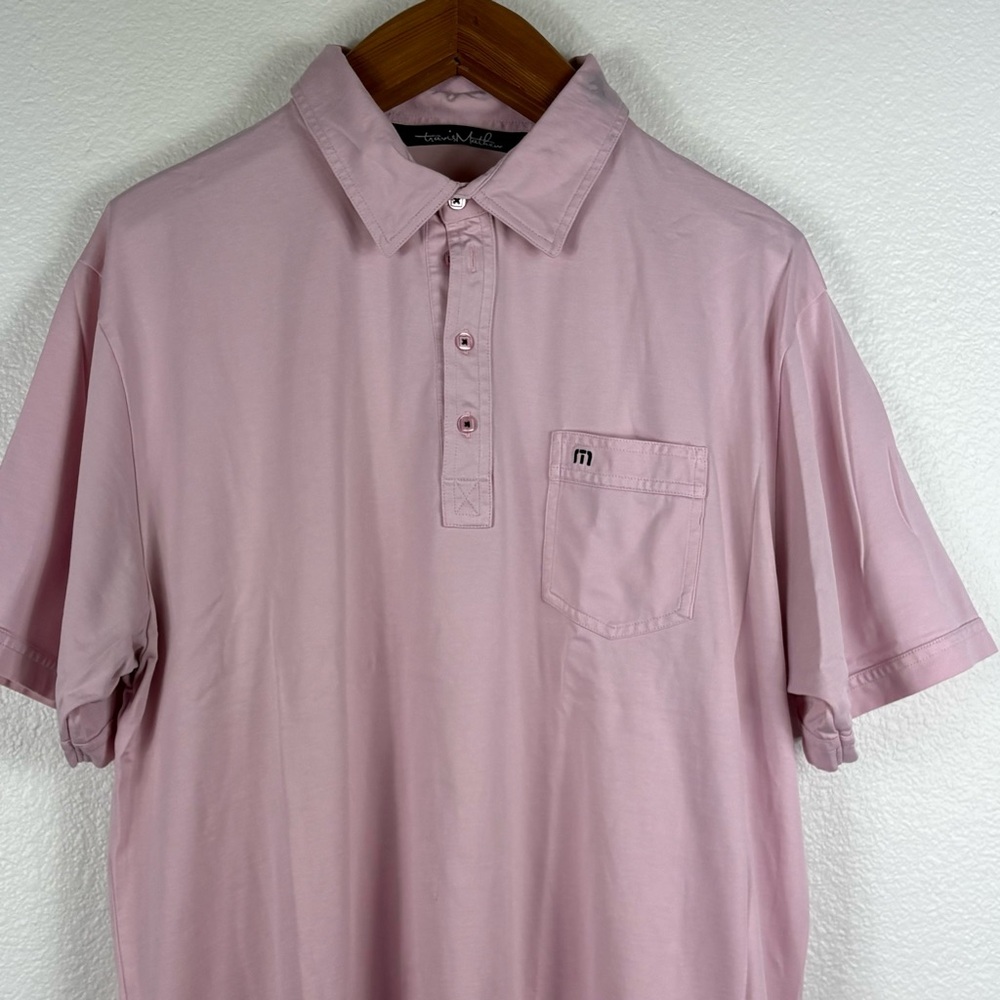 Travis Mathew Pale Pink Short-Sleeve Polo with Chest Pocket